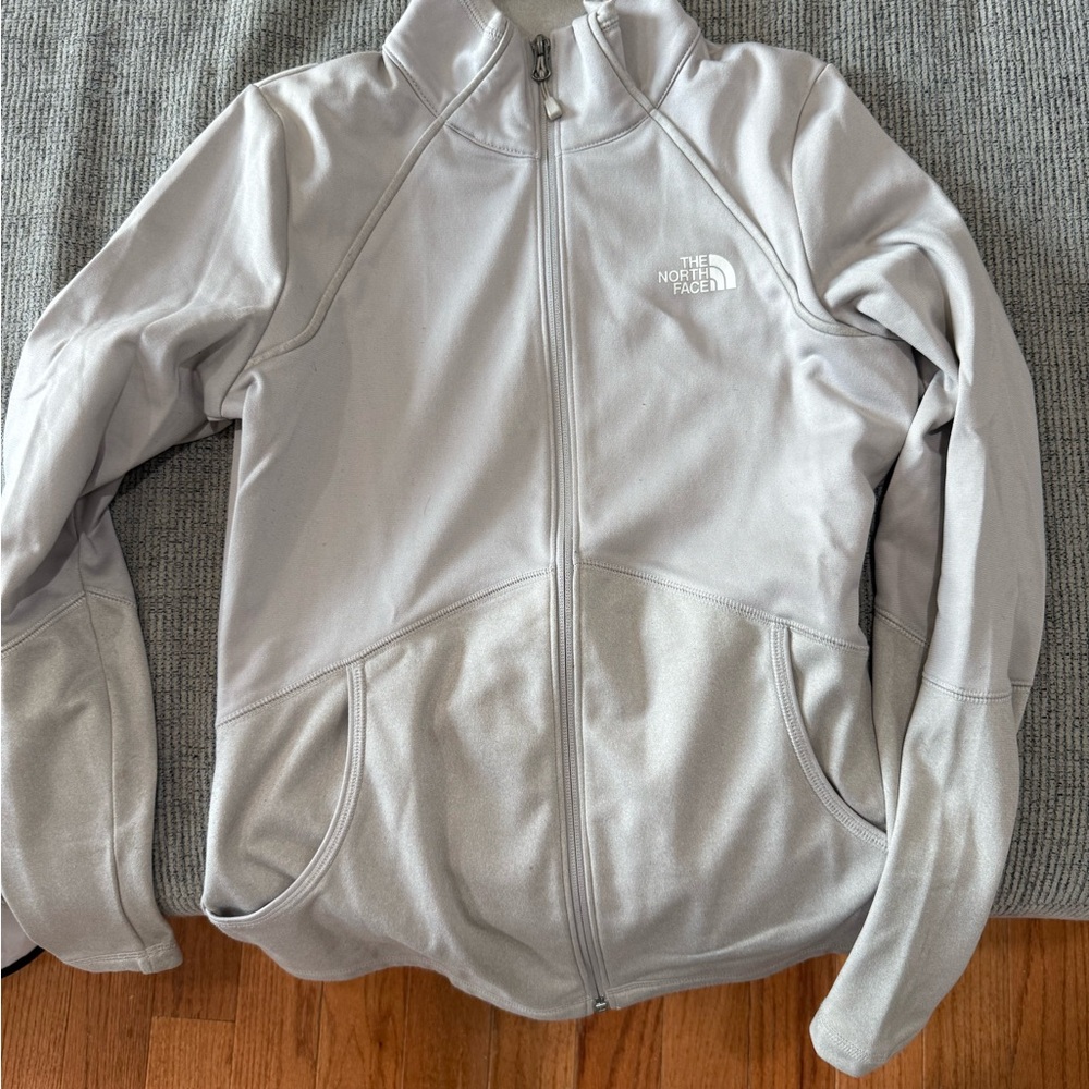 The North Face Light Gray Zip-Up Fleece (size small)